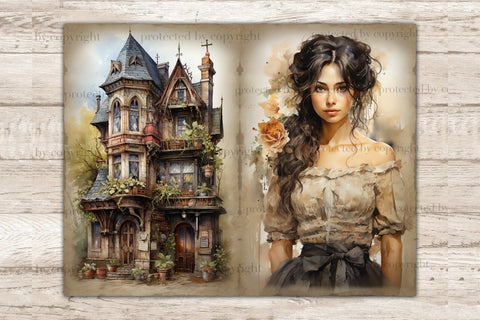 Apothecary Junk Journal Paper | Woman Digital Art SVG GlamArtZhanna 