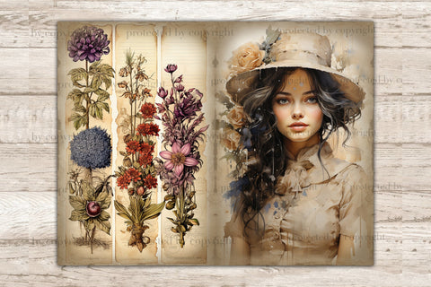 Apothecary Junk Journal Paper | Woman Digital Art SVG GlamArtZhanna 