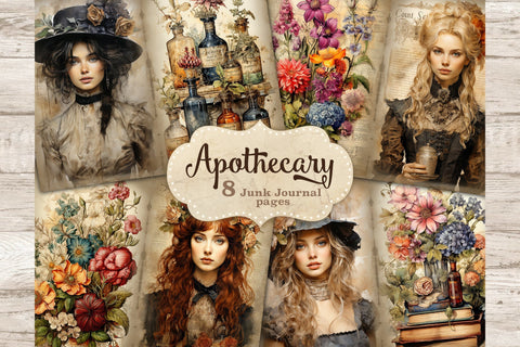 Apothecary Junk Journal Paper | Woman Digital Art SVG GlamArtZhanna 