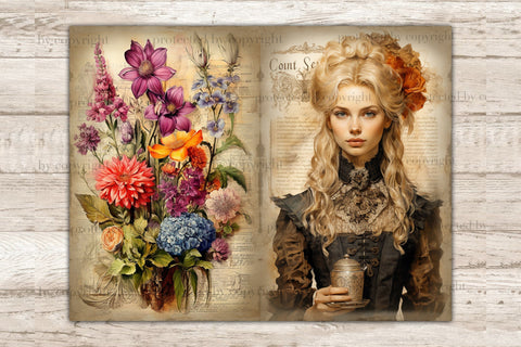 Apothecary Junk Journal Paper | Woman Digital Art SVG GlamArtZhanna 
