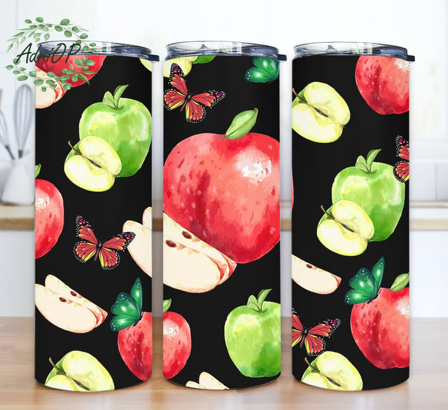 Apple 20oz Skinny Tumbler Png, Butterfly Tumbler, Red Apple Tumbler Design, Poison Apple Tumbler, Apple Cup, Apple Sublimation Sublimation AdriOP 