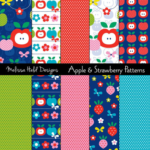 Apple and Strawberry Patterns Melissa Held Designs 