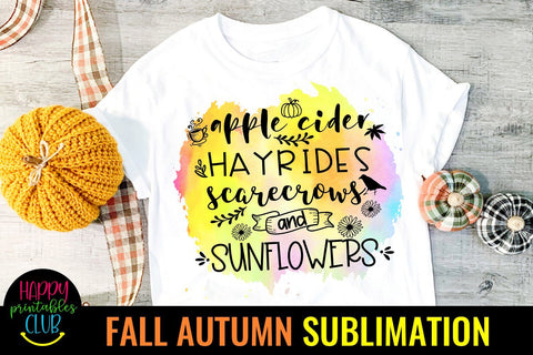 Apple Cider Hayrides Scarecrows -Fall Autumn Sublimation PNG Sublimation Happy Printables Club 
