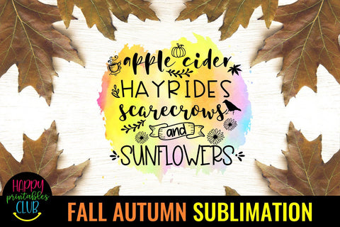 Apple Cider Hayrides Scarecrows -Fall Autumn Sublimation PNG Sublimation Happy Printables Club 