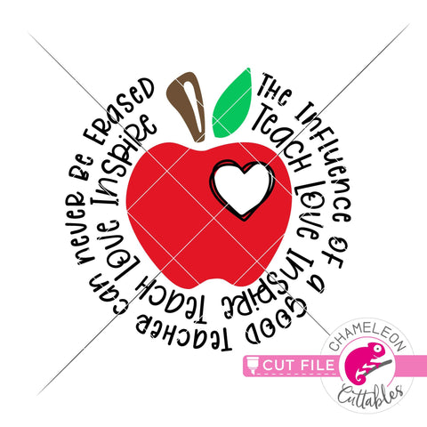 Apple circle school teacher word art svg png dxf SVG Chameleon Cuttables 
