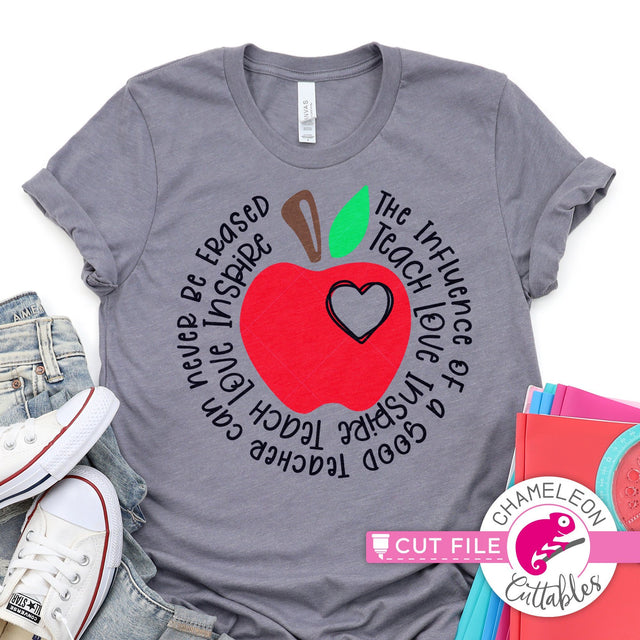 Apple circle school teacher word art svg png dxf SVG Chameleon Cuttables 
