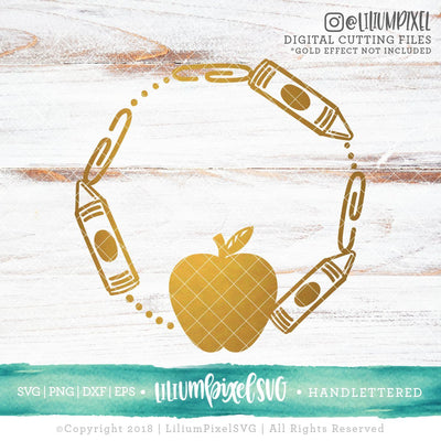 Apple Crayon Monogram Frame SVG Lilium Pixel SVG 