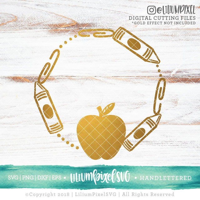 Apple Crayon Monogram Frame SVG Lilium Pixel SVG 