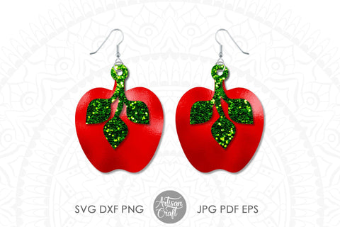 Apple earrings, leaves, earrings SVG SVG Artisan Craft SVG 