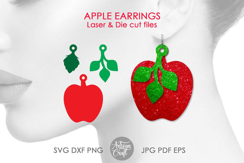 Apple earrings, leaves, earrings SVG SVG Artisan Craft SVG 