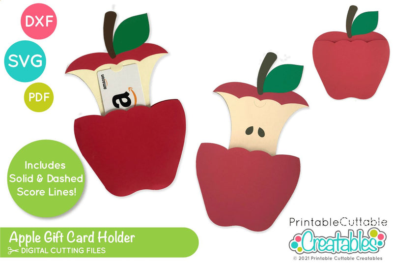 Apple Gift Card Holder SVG File SVG Printable Cuttable Creatables 