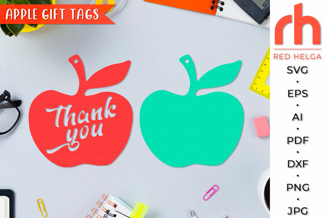 Apple Gift Tags SVG - Thank You Label Cut File SVG RedHelgaArt 