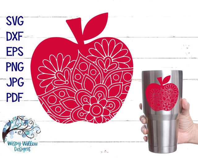 Apple Mandala SVG Cut File SVG Wispy Willow Designs 