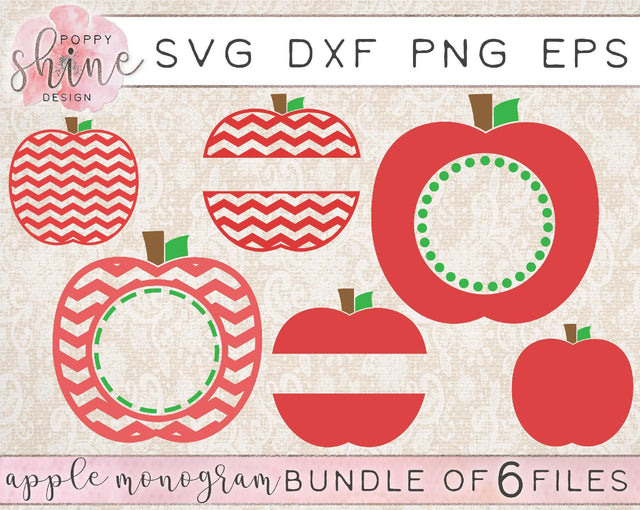 Apple Monogram Frame Bundle SVG Poppy Shine Design