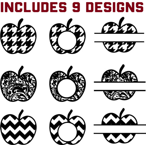 Apple Monogram Frame Set of 9 SVG Designs SVG So Fontsy Design Shop 