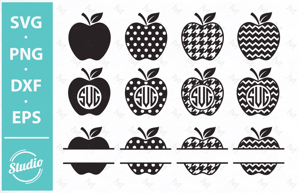 Apple Monogram Svg, Apple Name Frame Svg, Apple Svg bundle, Apple Svg ...