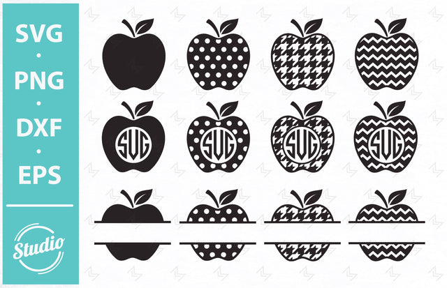 Apple Monogram Svg, Apple Name Frame Svg, Apple Svg bundle, Apple Svg, Teacher Monogram Svg, Teacher Svg, School Svg, Back To School Svg, Png, Eps, Dxf. SVG SailorMoonDigitals 