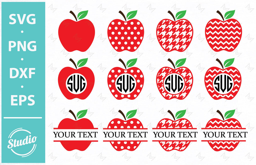 Apple Monogram Svg, Apple Name Frame Svg, Apple Svg bundle, Apple Svg ...