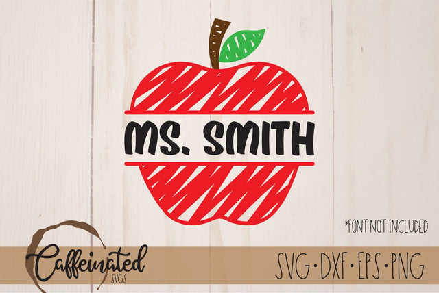 Apple Monogram SVG, Apple scribble SVG SVG Caffeinated SVGs 