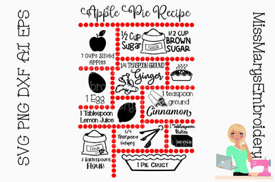 Apple Pie Recipe SVG MissMarysEmbroidery 