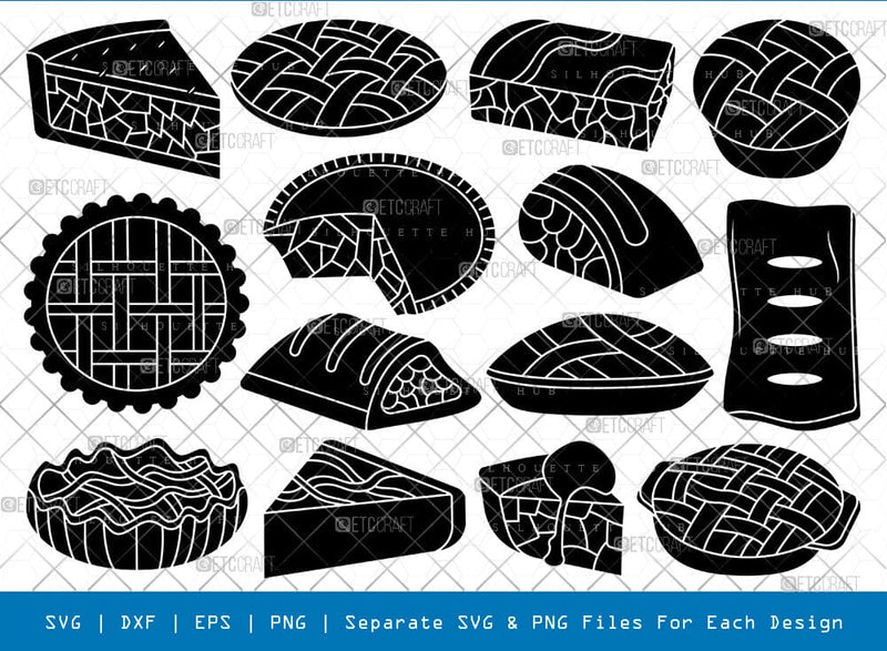 Apple Pie Silhouette, Apple Pie SVG, Food Svg, Apple Pie Slice Svg, Dessert Items, Apple Pie Bundle, SB00836 SVG ETC Craft 