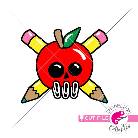 Apple skull with pencils svg png dxf SVG Chameleon Cuttables 
