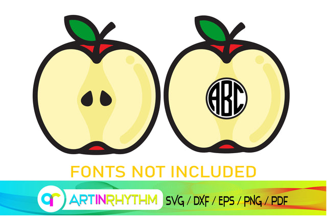 Apple svg , fruit monogram svg SVG Artinrhythm shop 