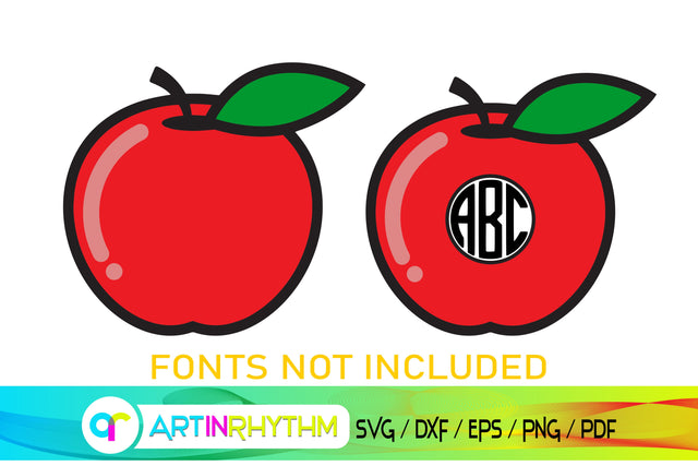 Apple svg , fruit monogram svg SVG Artinrhythm shop 