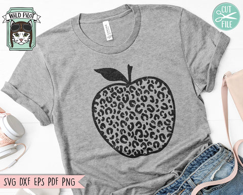 Apple SVG, Teacher Gift SVG, Teacher Shirt SVG, Leopard SVG SVG Wild Pilot 