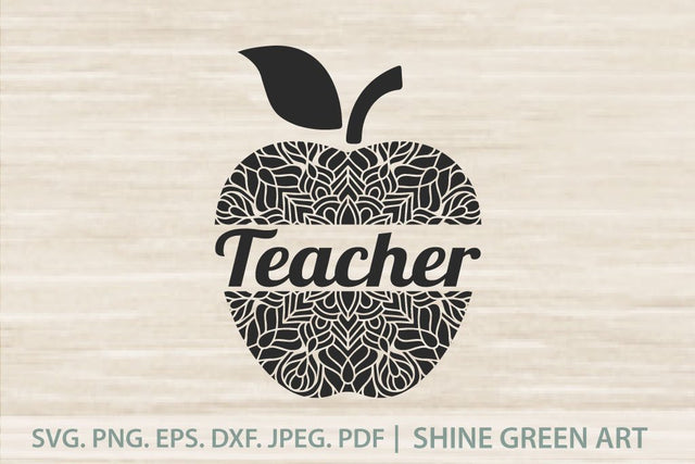 Apple Teacher Mandala SVG SVG Shine Green Art 