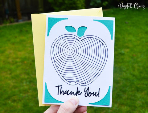 Apple, Thank you teacher card designs. SVG Digital Gems 
