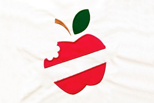 Apple With Bite Split Applique Embroidery Embroidery/Applique Designed by Geeks 