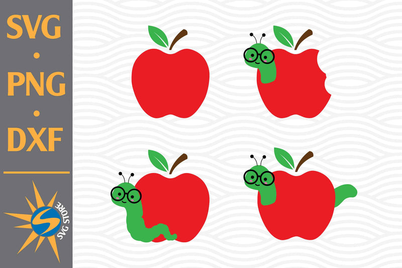 Apple Worm SVG, PNG, DXF Digital Files Include - So Fontsy