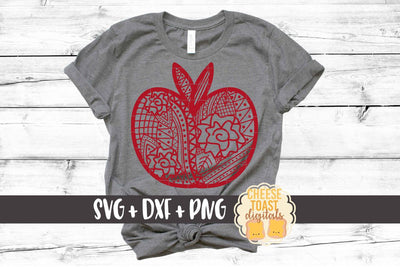 Apple - Zen Doodle - Teacher SVG PNG DXF Cut Files SVG Cheese Toast Digitals 