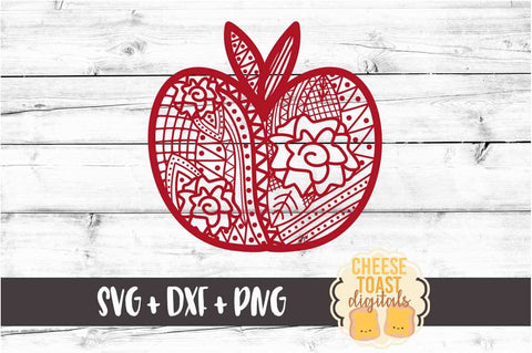 Apple - Zen Doodle - Teacher SVG PNG DXF Cut Files SVG Cheese Toast Digitals 