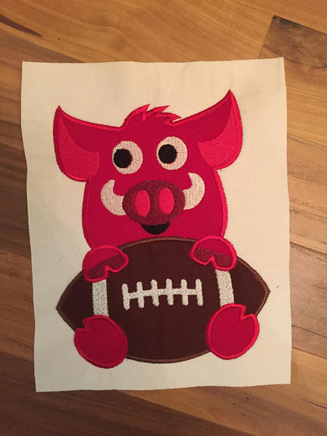 Appliqué Embroidery Football Hog Embroidery/Applique MissMarysEmbroidery 