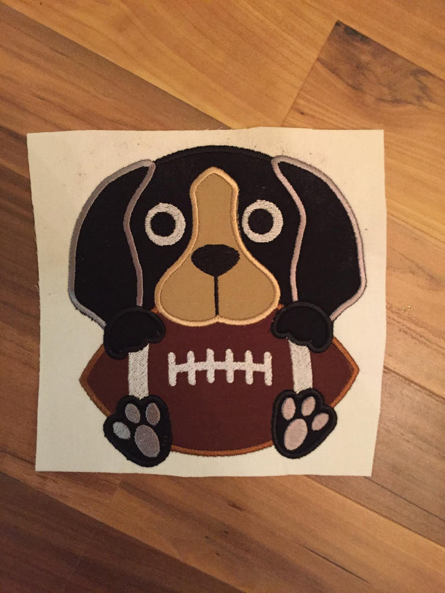 Appliqué Embroidery Football Hound Dog Embroidery/Applique MissMarysEmbroidery 