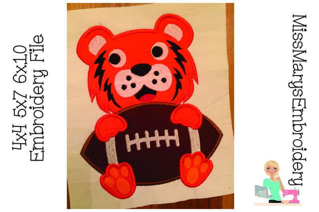 Appliqué Embroidery Football Tiger Embroidery/Applique MissMarysEmbroidery 