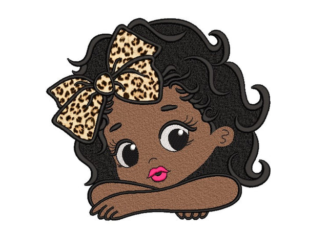 Applique Leopard Bow Girl Machine Embroidery Design, 4 sizes, Instant Download Embroidery/Applique DESIGNS Nino Nadaraia 