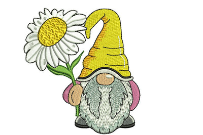 April Daisy Gnome Embroidery Design, Month Flower Embroidery Embroidery/Applique DESIGNS NextEmbroidery 