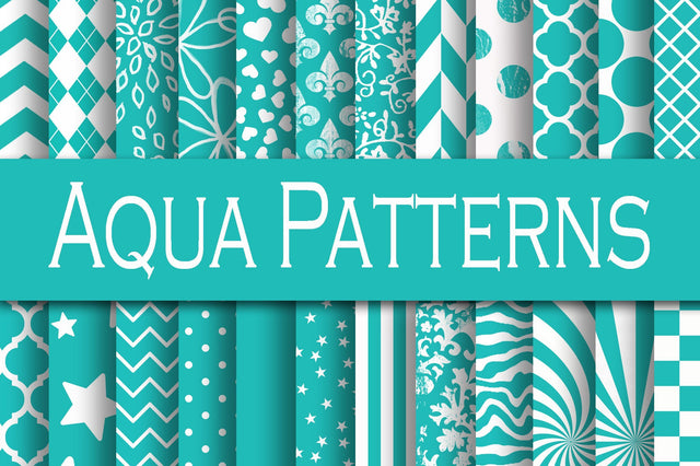 Aqua Patterns Digital Paper Sublimation Old Market 