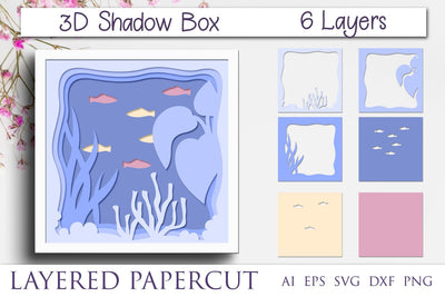 Aquarium shadow box svg, Ocean layered papercut template 3D Paper AnastasiyaArtDesign 
