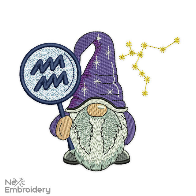Aquarius Gnome Embroidery Design Embroidery/Applique DESIGNS NextEmbroidery 