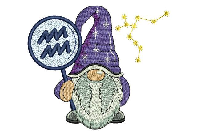 Aquarius Gnome Embroidery Design, Zodiac Horoscope Embroidery designs, Machine Embroidery File Embroidery/Applique DESIGNS NextEmbroidery 