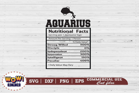 Aquarius Nutritional Facts Svg , Zodiac sign svg, Nutrition, Zodiac svg SVG Wowsvgstudio 