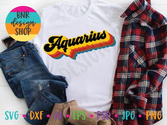 Aquarius SVG File, Horoscope SVG, Retro SVG, Vintage SVG, SVG Cut File for Cricut Cutting Machines and Vinyl Crafting SVG BNRDesignShop 