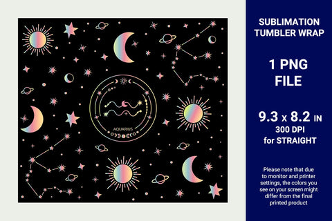 Aquarius Tumbler Sublimation, 20 oz tumbler wrap Sublimation KMarinaDesign 