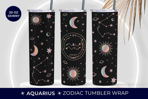 Aquarius Tumbler Sublimation, 20 oz tumbler wrap Sublimation KMarinaDesign 