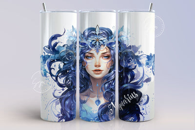 Aquarius Zodiac tumbler wrap sublimation PNG, Astrology Sign, Constellations, 20 oz Skinny Tumbler Sublimation Design, Watercolor, Digital Sublimation Syre Digital Creations 