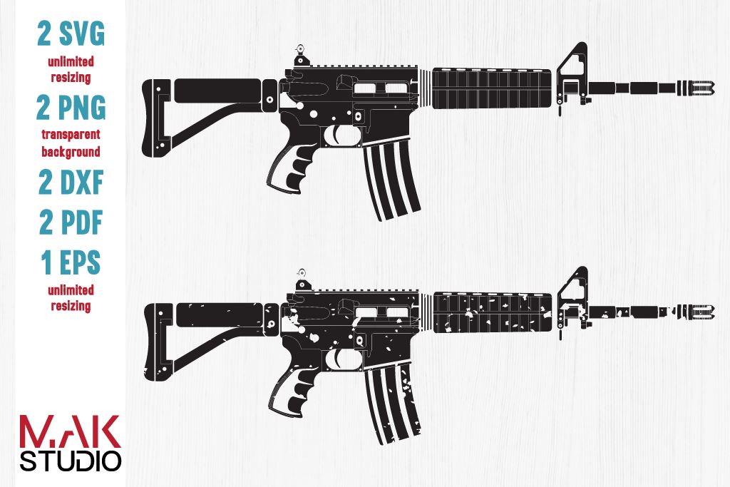 AR-15 gun svg - AR-15 gun dxf - AR-15 gun eps - Rifle svg - Rifle cut ...